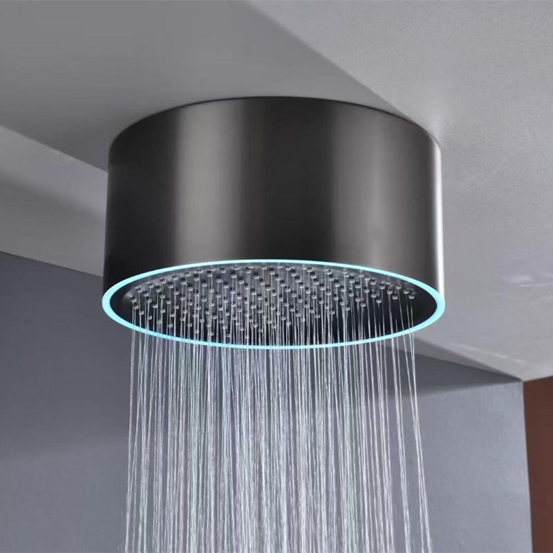 マットブラックLEDライトシャワー水栓セット 浴室隠蔽式シャ - Shower Head Rain のレビューと価格