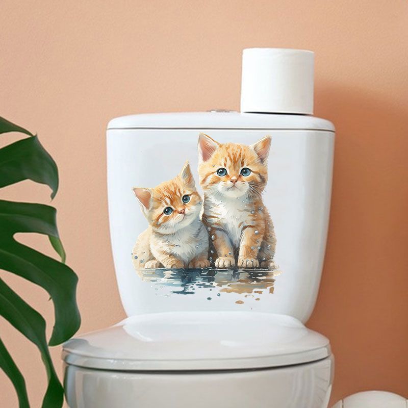 2 つのかわいい猫ウォールステッカー浴室トイレ装飾リビングル - Home Bathroom With Two Toilets のレビューと価格