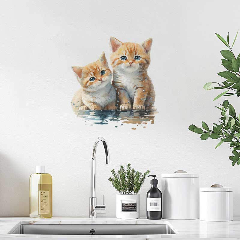 2 つのかわいい猫ウォールステッカー浴室トイレ装飾リビングル - Home Bathroom With Two Toilets のレビューと価格
