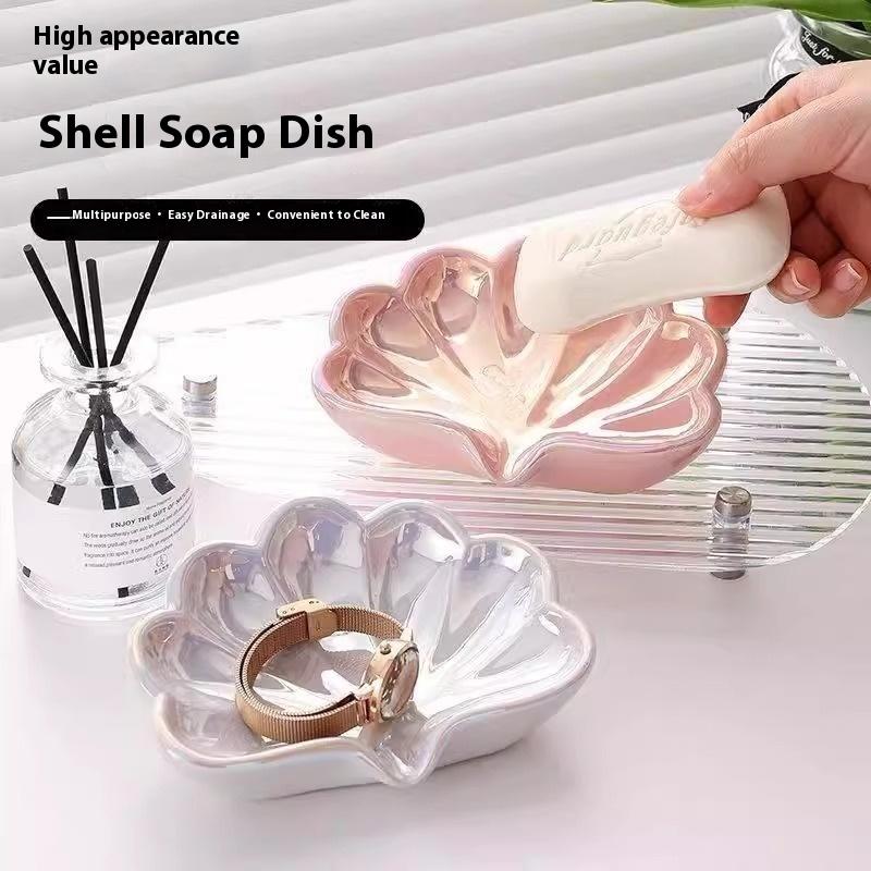 1/2 個シェル形状排水石鹸皿ホルダークリエイティブホーム石 - Home Bathroom Supplies のレビューと価格