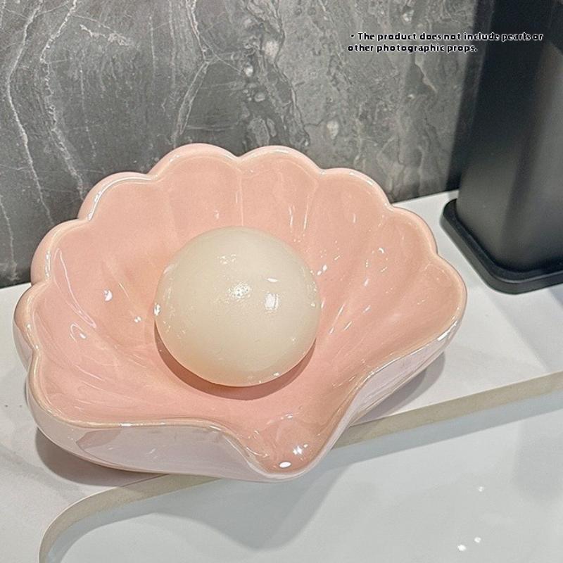 1/2 個シェル形状排水石鹸皿ホルダークリエイティブホーム石 - Home Bathroom Supplies のレビューと価格