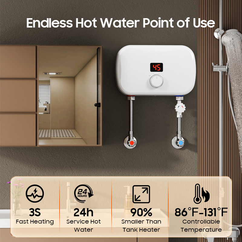 家庭用ミニ5000W 5500kWタンクレス瞬間湯沸かし器  - Home Bathroom Geyser のレビューと価格