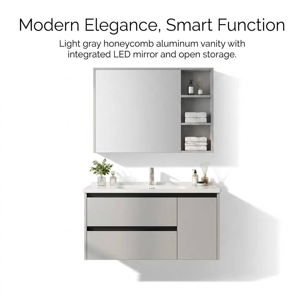 バスルームキャビネットモダンエコフレンドリー壁掛け式バスルー - Home Living Bathroom Vanity のレビューと価格