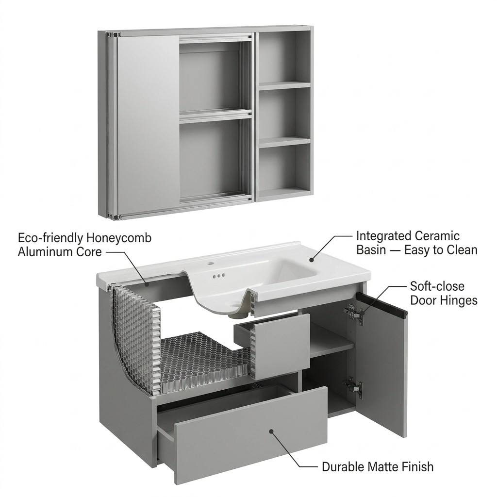 バスルームキャビネットモダンエコフレンドリー壁掛け式バスルー - Home Living Bathroom Vanity のレビューと価格