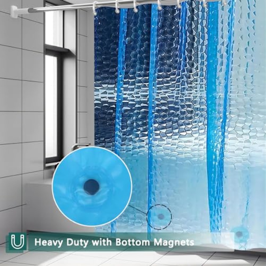 ブルーシャワーカーテンライナー、100%防水EVA 3Dシャ - Shower Curtain Liner のレビューと価格